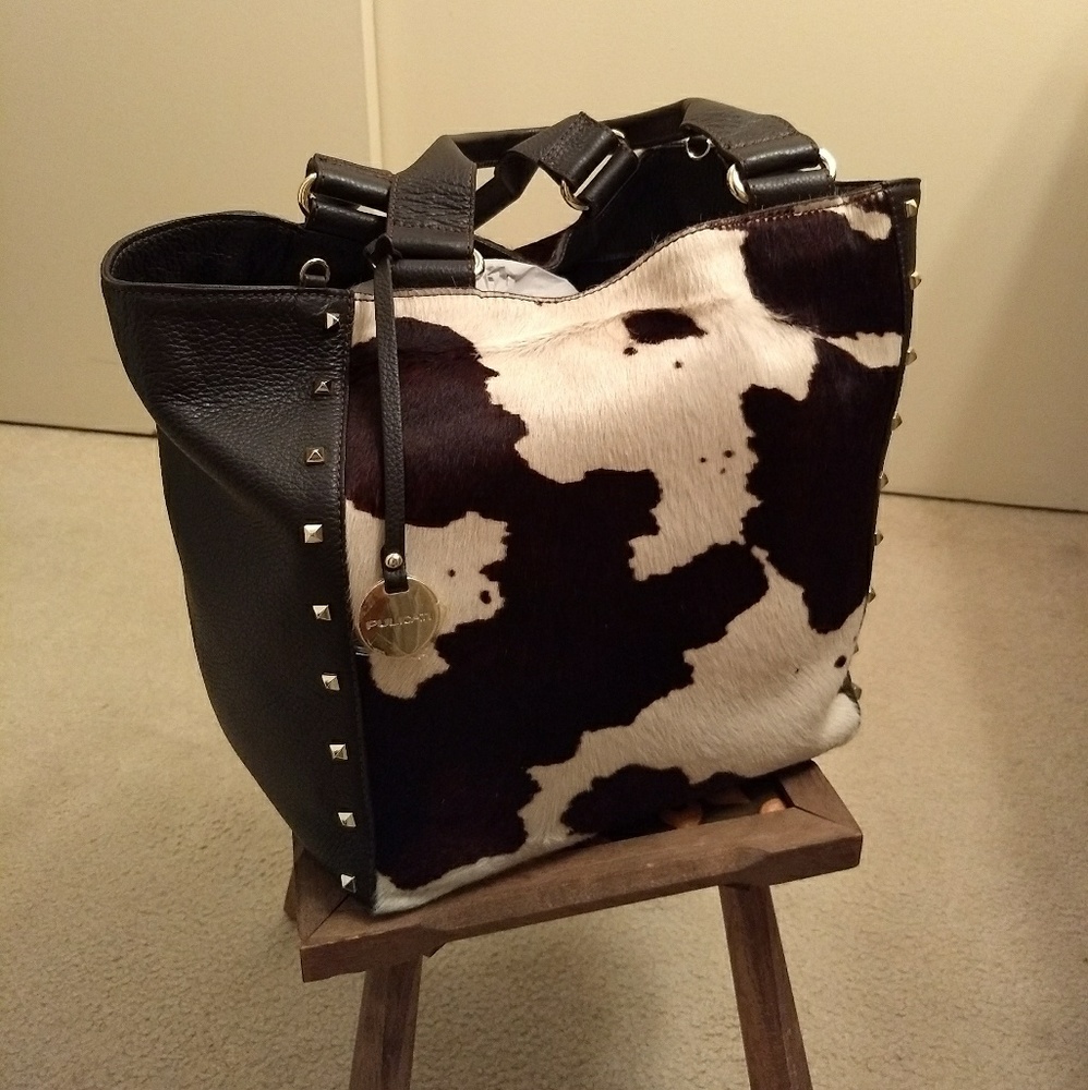 Pulucati Calf Hair Studs Tote hand bag